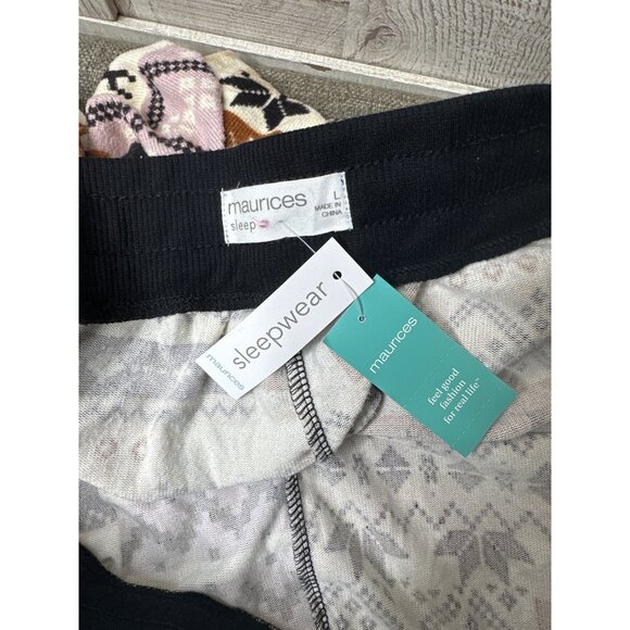 Maurices Womens Sleepwear Pajama Pants Large Elastic Waist Nordic Winter Pattern - Picture 4 of 7